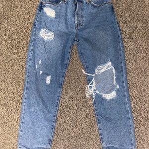 High rise distressed mom jeans